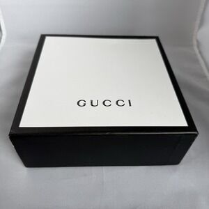 Authentic GUCCI EMPTY BOX Black White Top Black Lettering  7.5" x 7.5" x 3" READ